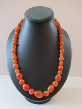 Load image into Gallery viewer, Vintage Carnelian Agate Amber Coloured Beads Necklace. Length: 23 inches
