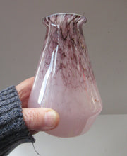 Load image into Gallery viewer, Vintage 1930s Monart Glass Miniature Vase Pink and Black
