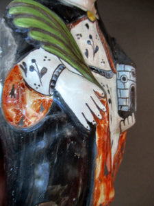 Large Antique French Quimper Faience Sculpture of Saint Barbe (Barbara)