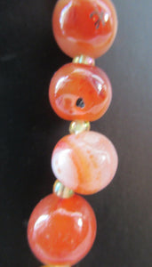 Vintage Carnelian Agate Amber Coloured Beads Necklace. Length: 24 inches