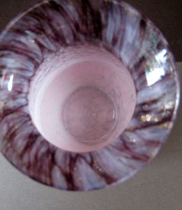 Vintage 1930s Monart Glass Miniature Vase Pink and Black