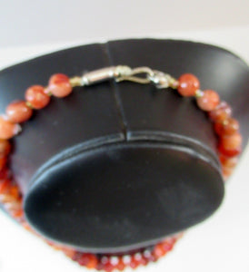 Vintage Carnelian Agate Amber Coloured Beads Necklace. Length: 24 inches