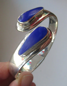 Vintage 925 Sterling Silver Bracelet with Lapis Lazuli Inset Decorations