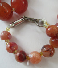 Load image into Gallery viewer, Vintage Carnelian Agate Amber Coloured Beads Necklace. Length: 24 inches

