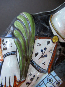 Large Antique French Quimper Faience Sculpture of Saint Barbe (Barbara)