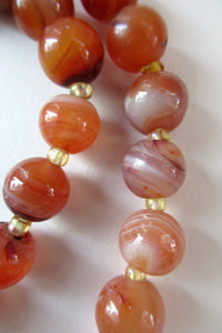Vintage Carnelian Agate Amber Coloured Beads Necklace. Length: 24 inches