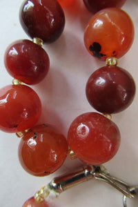 Vintage Carnelian Agate Amber Coloured Beads Necklace. Length: 24 inches
