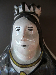 Large Antique French Quimper Faience Sculpture of Saint Barbe (Barbara)