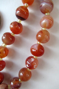 Vintage Carnelian Agate Amber Coloured Beads Necklace. Length: 24 inches