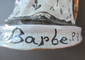 Large Antique French Quimper Faience Sculpture of Saint Barbe (Barbara)