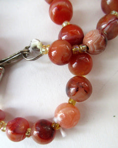 Vintage Carnelian Agate Amber Coloured Beads Necklace. Length: 24 inches