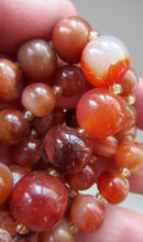 Load image into Gallery viewer, Vintage Carnelian Agate Amber Coloured Beads Necklace. Length: 24 inches

