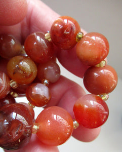 Vintage Carnelian Agate Amber Coloured Beads Necklace. Length: 24 inches