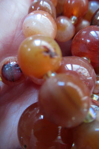 Vintage Carnelian Agate Amber Coloured Beads Necklace. Length: 24 inches