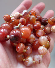 Load image into Gallery viewer, Vintage Carnelian Agate Amber Coloured Beads Necklace. Length: 24 inches

