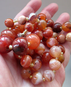 Vintage Carnelian Agate Amber Coloured Beads Necklace. Length: 24 inches