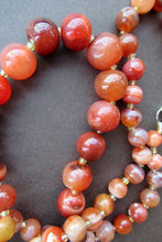 Load image into Gallery viewer, Vintage Carnelian Agate Amber Coloured Beads Necklace. Length: 24 inches
