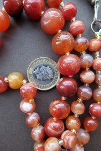 Vintage Carnelian Agate Amber Coloured Beads Necklace. Length: 24 inches