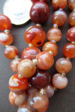 Load image into Gallery viewer, Vintage Carnelian Agate Amber Coloured Beads Necklace. Length: 24 inches
