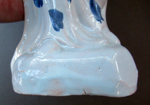 Antique French Faience Quimper Blue and White Figurine. Madonna and Child