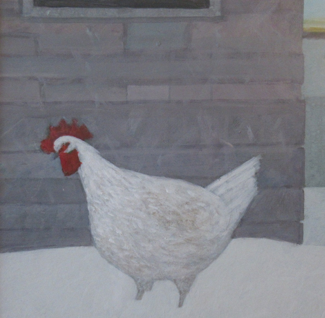 James Fairgrieve 1980s Study of a White Rooster in the Snow