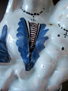 Antique French Faience Quimper Blue and White Figurine. Madonna and Child