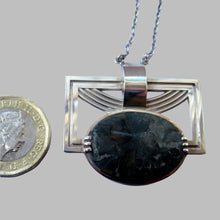 Load image into Gallery viewer, William Hardwick Hall Designer Pendant 1970s. Scottish Silver &amp; Agate
