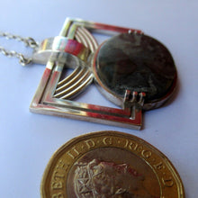 Load image into Gallery viewer, William Hardwick Hall Designer Pendant 1970s. Scottish Silver &amp; Agate

