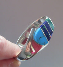 Load image into Gallery viewer, Vintage Mexican Taxco 925 Sterling Silver Bracelet Bangle with Coloured Agate Stones 

