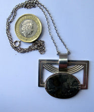 Load image into Gallery viewer, William Hardwick Hall Designer Pendant 1970s. Scottish Silver &amp; Agate
