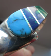 Load image into Gallery viewer, Vintage Mexican Taxco 925 Sterling Silver Bracelet Bangle with Coloured Agate Stones 
