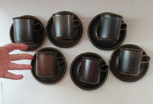 Load image into Gallery viewer, Set of Six Ruska Smaller Coffee Cups and Saucers 1960s Ulla Procope. Made in Finland
