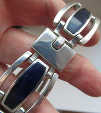 Load image into Gallery viewer, 1970s 950 Mexican Taxco Silver Link Bracelet with Onyx Panels 
