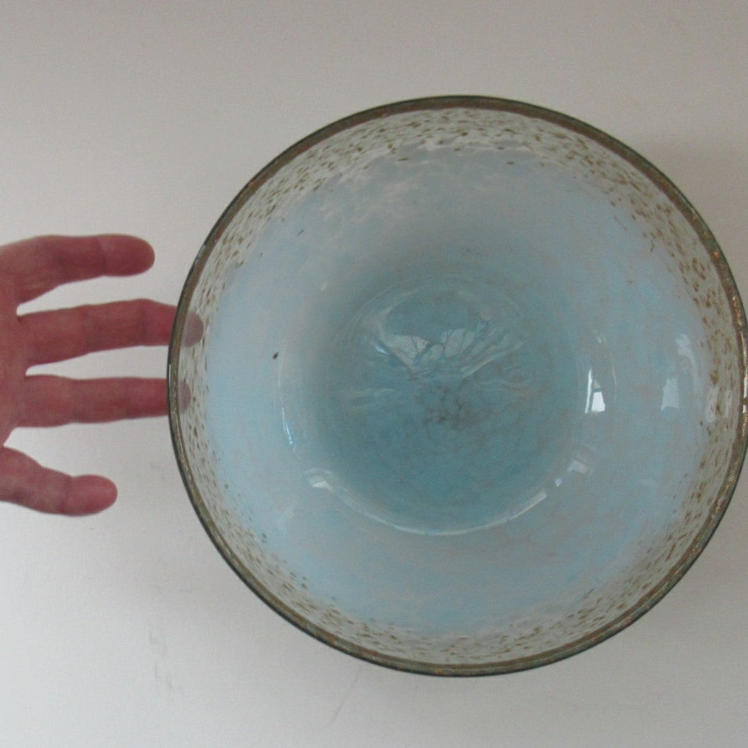 1940s SCOTTISH GLASS. Monart Bowl with Original Paper Label