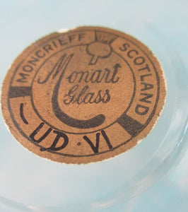 1940s SCOTTISH GLASS. Monart Bowl with Original Paper Label