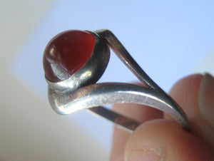 1970s Ortak Silver Ring with Cornelian. UK Size P 1/2