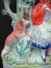 Load image into Gallery viewer, STAFFORDSHIRE Flatback Figurine / SPILL VASE. Victorian Depiction of Red Riding Hood and the Wolf
