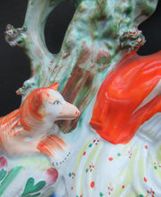 Load image into Gallery viewer, STAFFORDSHIRE Flatback Figurine / SPILL VASE. Victorian Depiction of Red Riding Hood and the Wolf
