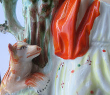 Load image into Gallery viewer, STAFFORDSHIRE Flatback Figurine / SPILL VASE. Victorian Depiction of Red Riding Hood and the Wolf
