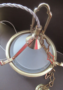 Original 1930s Art Deco White Satin Glass and Brass Pendant Shade