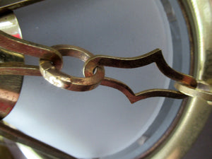 Original 1930s Art Deco White Satin Glass and Brass Pendant Shade