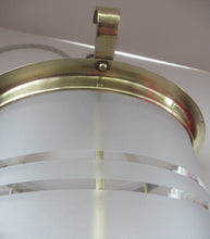 Load image into Gallery viewer, Original 1930s Art Deco White Satin Glass and Brass Pendant Shade
