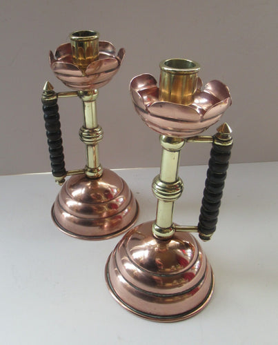 Pair Large Benham and Froud Christopher Dresser Aesthetic Movement Candlesticks