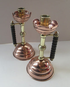 Pair Large Benham and Froud Christopher Dresser Aesthetic Movement Candlesticks