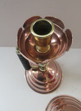Load image into Gallery viewer, Pair Large Benham and Froud Christopher Dresser Aesthetic Movement Candlesticks
