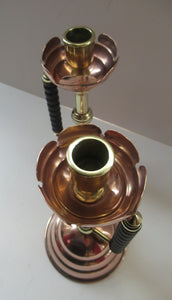 Pair Large Benham and Froud Christopher Dresser Aesthetic Movement Candlesticks