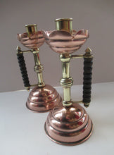 Load image into Gallery viewer, Pair Large Benham and Froud Christopher Dresser Aesthetic Movement Candlesticks

