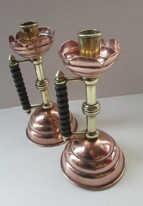 Pair Large Benham and Froud Christopher Dresser Aesthetic Movement Candlesticks