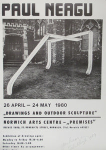 Pencil Signed 1980s Exhibition Poster: Paul Neagu Norwich