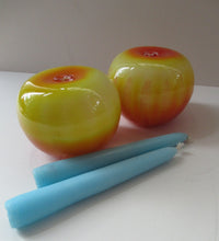 Load image into Gallery viewer, 1950s Glass Ball Candlesticks, probably Swedish. Retailed by Wuidart Glass
